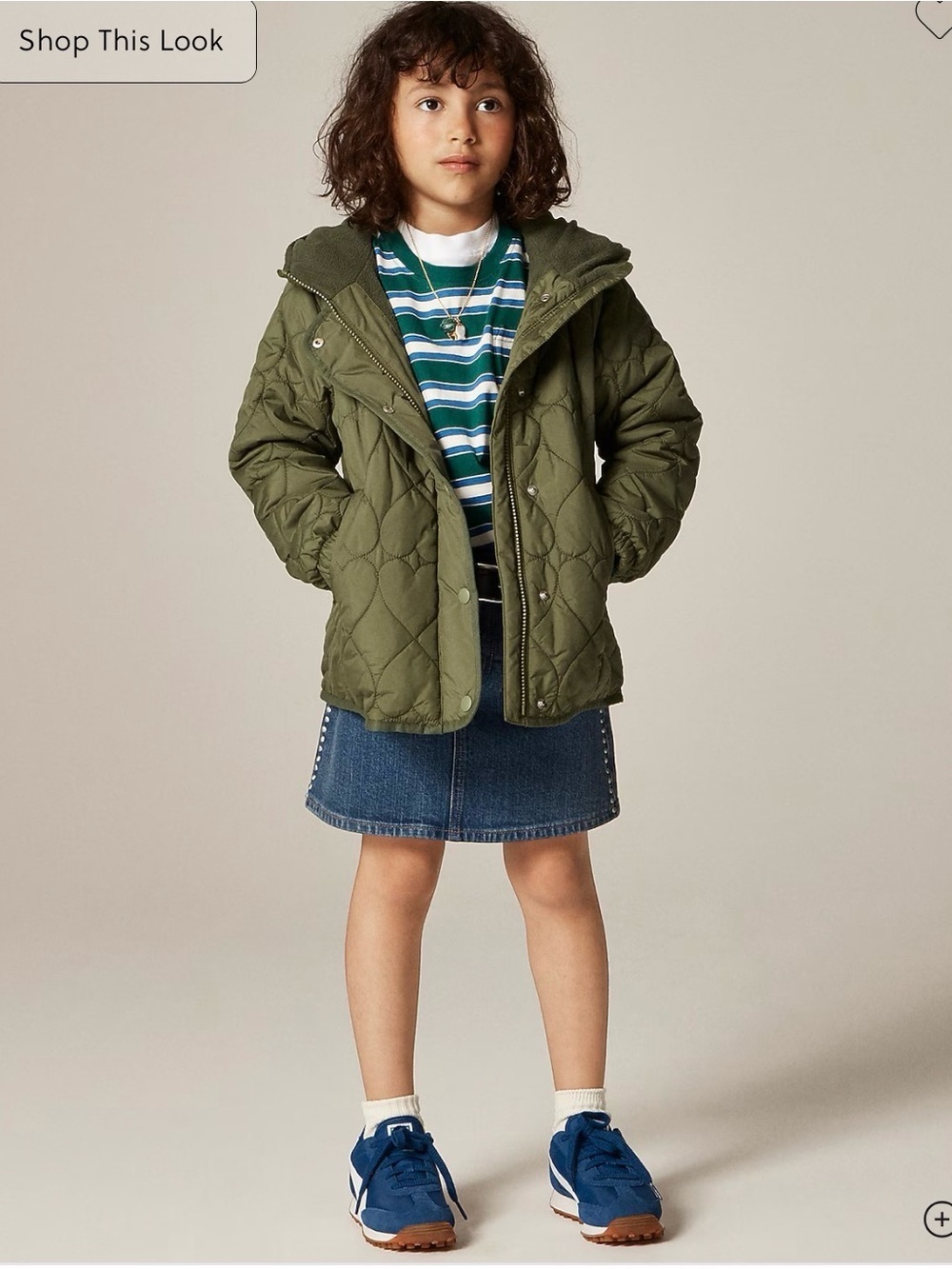 Crewcuts Olive Green Quilted Hooded Jacket
